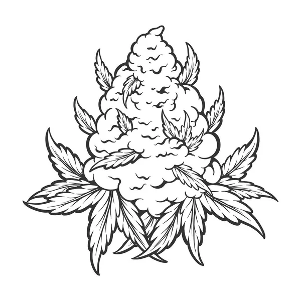 Weed Leaf Plant Medicinal Hemp Monochrom Vector Illustrations Your Work — Vector de stock