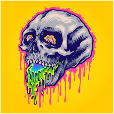 Scary colorful stone skull vector illustrations for your work logo, merchandise t-shirt, stickers and label designs, poster, greeting cards advertising business company or brands