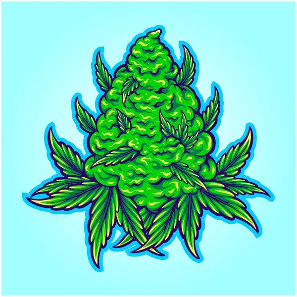 Weed Leaf Plant Medicinal Hemp Vector Illustrations Your Work Logo — 스톡 벡터