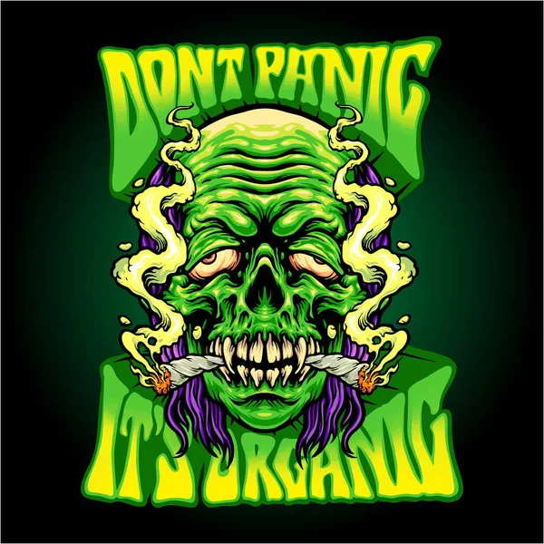 Scary Zombie Vecchio Cranio Fumare Illustrazioni Vettoriali Cannabis Vostro Logo — Vettoriale Stock