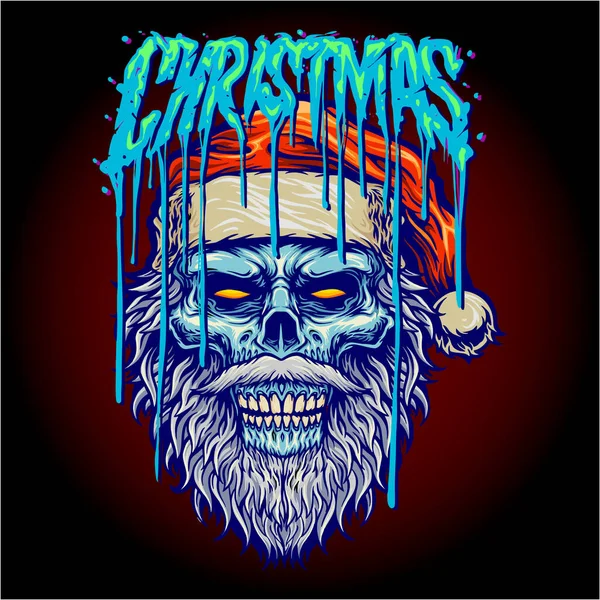 Illustrations Vectorielles Effrayantes Crâne Zombie Santa Claus Pour Votre Logo — Image vectorielle