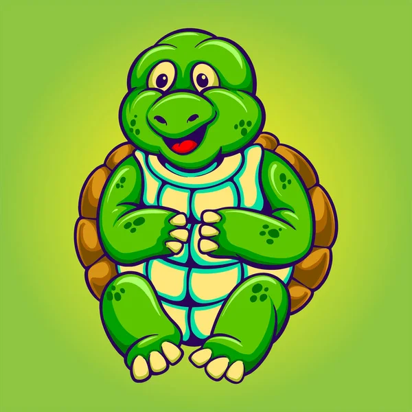 Mignonnes Illustrations Vectorielles Mascotte Tortue Mer Pour Votre Travail Logo — Image vectorielle