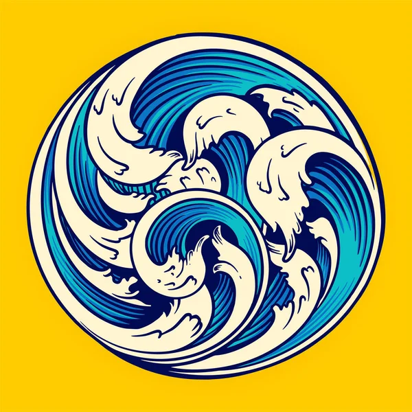 Summer Tropical Beach Wave Swirls Vector Illustrations Your Work Logo — Image vectorielle