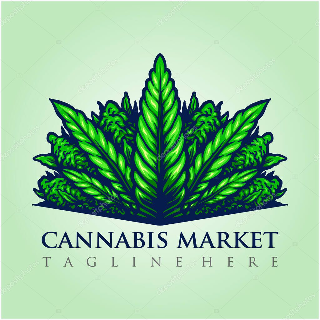 Cannabis leaf for logo mascot vector illustrations for your work logo, merchandise t-shirt, stickers and label designs, poster, greeting cards advertising business company or brands