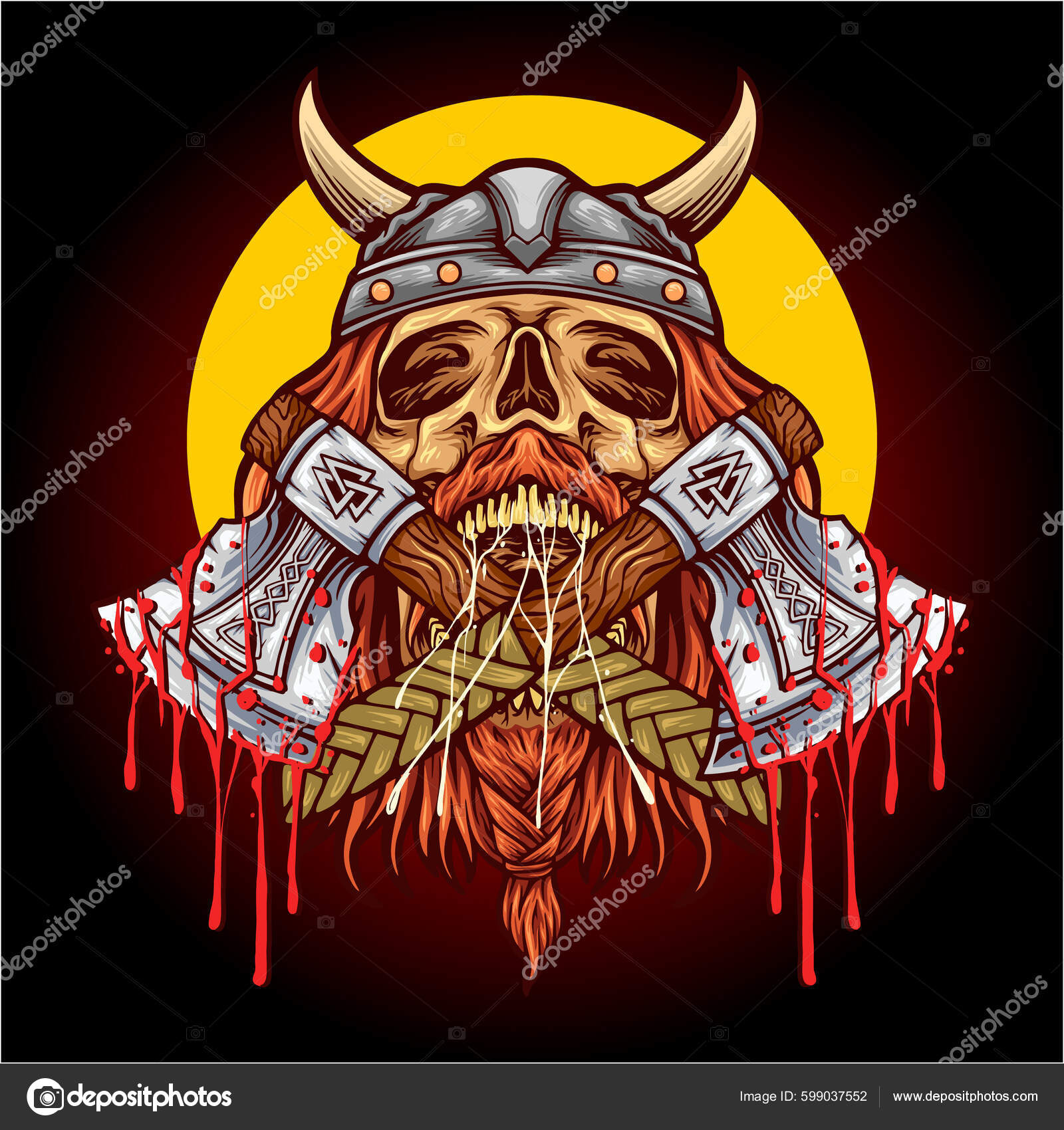 Scary Viking Skull Axe Helmet Vector Illustrations Your Work Logo  Stockvektor af ©artgrarisstudio.gmail.com 599037552, image size:1600x1700