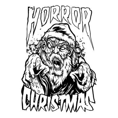 Santa claus christmas zombie horror silhouette Vector illustrations for your work Logo, mascot merchandise t-shirt, stickers and Label designs, poster, greeting cards advertising business company or brands.