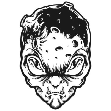 Angry Alien Monster Space Silhouette Vector illustrations for your work Logo, mascot merchandise t-shirt, stickers and Label designs, poster, greeting cards advertising business company or brands. 