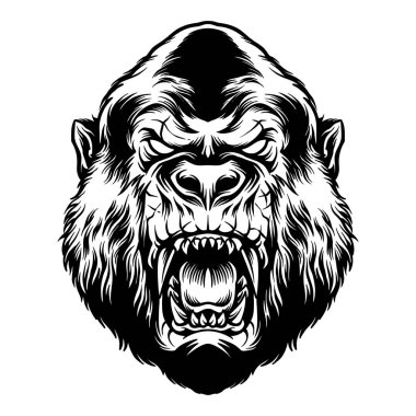 Angry Gorilla Head Silhouette Vector