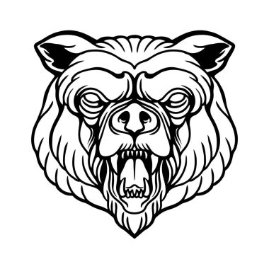 Bear Head Outline Clipart Silhouette Vector illustrations for your work Logo, mascot merchandise t-shirt, stickers and Label designs, poster, greeting cards advertising business company or brands.