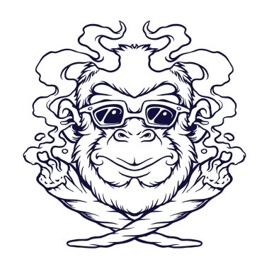 Cool Monkey Weed Joint Silhouette Vector illustrations for your work Logo, mascot merchandise t-shirt, stickers and Label designs, poster, greeting cards advertising business company or brands.