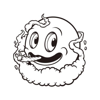 Emoji Weed Smoking Silhouette Vector illustrations for your work Logo, mascot merchandise t-shirt, stickers and Label designs, poster, greeting cards advertising business company or brands.