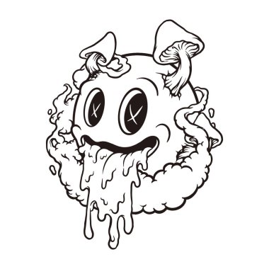 Emoticon Smile Mushrooms Silhouette Vector illustrations for your work Logo, mascot merchandise t-shirt, stickers and Label designs, poster, greeting cards advertising business company or brands.