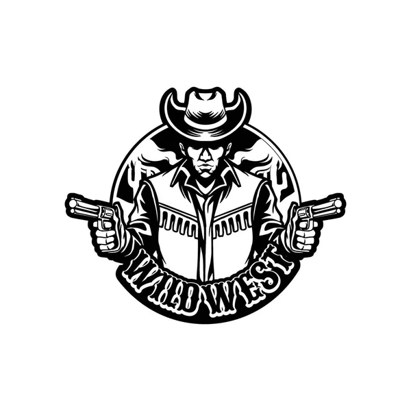 Cowboy Wild West Mascot Silhouette Vector Illustrations Your Work Logo — 스톡 벡터