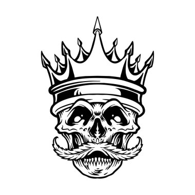 King Skull Mustache Weed Leaf Silhouette vector illustrations for your work logo, merchandise t-shirt, stickers and label designs, poster, greeting cards advertising business company or brands