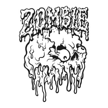Melt Ice Cream Zombie Text Outline vector illustrations for your work logo, merchandise t-shirt, stickers and label designs, poster, greeting cards advertising business company or brands