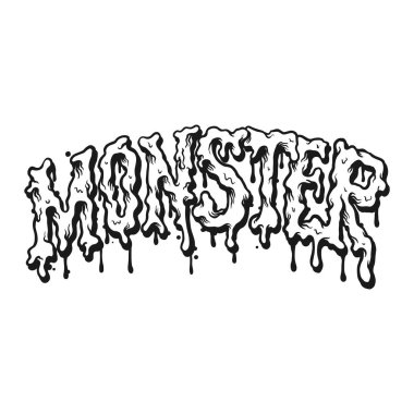 Monster Font Hand Drawn Monochrome vector illustrations for your work logo, merchandise t-shirt, stickers and label designs, poster, greeting cards advertising business company or brands