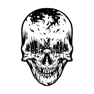 Monster Zombie Skull Spooky Outline vector illustrations for your work logo, merchandise t-shirt, stickers and label designs, poster, greeting cards advertising business company or brands