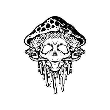 Mushroom headed alien Outline vector illustrations for your work logo, merchandise t-shirt, stickers and label designs, poster, greeting cards advertising business company or brands