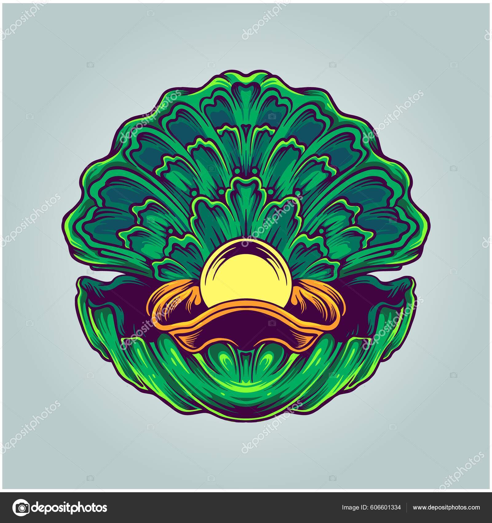 Ocean Open Pearl Shell Illustration Vector Illustrations Your Work Logo ...