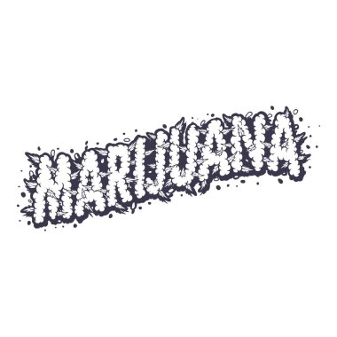 İş logonuz, ticari tişörtünüz, çıkartmalarınız, etiket tasarımlarınız, afişleriniz, tebrik kartlarınız reklam şirketiniz ya da markalarınız için dumanlı ot vektör çizimleri içeren marihuana harfleri.