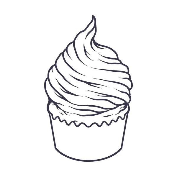 Delicioso Engraçado Cupcake Ilustração Monocromático Vetor Ilustrações Para Seu Logotipo — Vetor de Stock