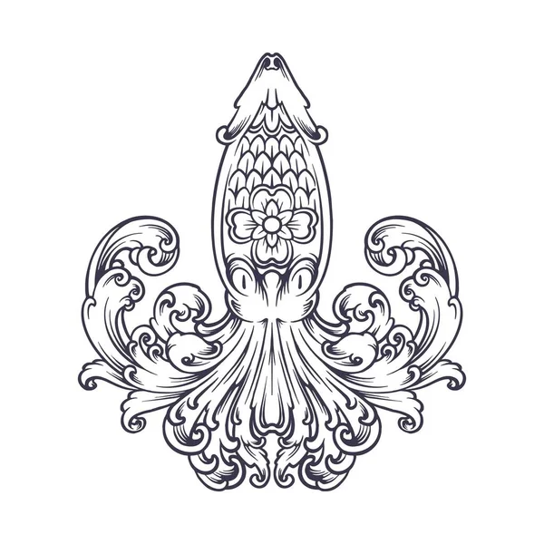 Elegante Ornamento Polvo Redemoinhos Monocromático Vetor Ilustrações Para Seu Logotipo — Vetor de Stock