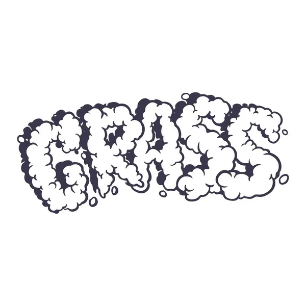 Silhouette Gras Schriftzug Wörter Mit Rauch Effekt Vektorillustrationen Für Ihre — Stockvektor
