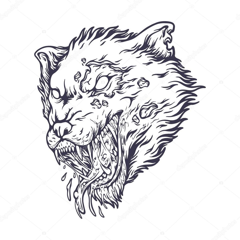 Scary horror werewolf head silhouette vector illustrations for your work logo, merchandise t-shirt, stickers and label designs, poster, greeting cards advertising business company or brands