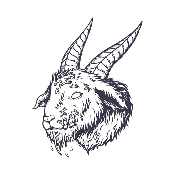 Illustrations Vectorielles Silhouette Tête Chèvre Colère Pour Votre Travail Logo — Image vectorielle