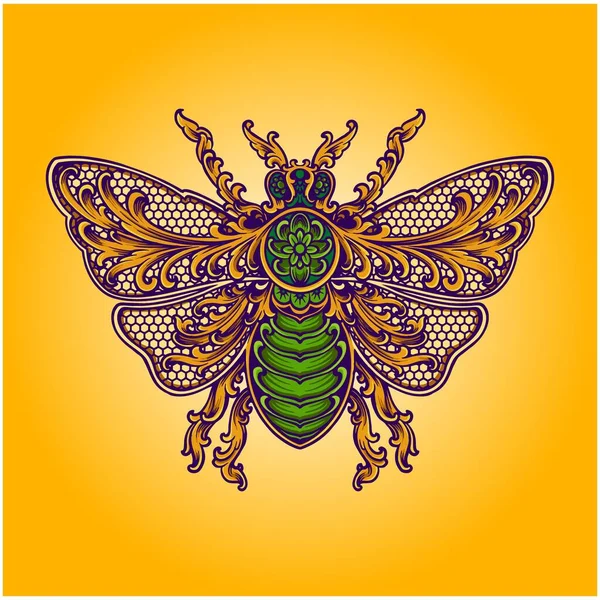 Insektenornament Luxus Gedeihen Illustration Vektor Illustrationen Für Ihre Arbeit Logo — Stockvektor
