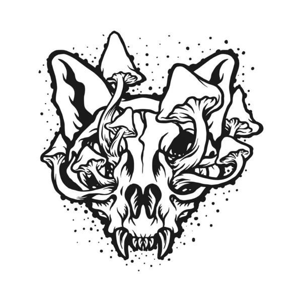 Fungus Out Skull Head Illustrations Vectorielles Animales Pour Votre Travail — Image vectorielle