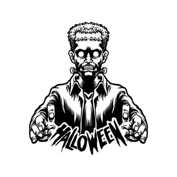 Caractère Halloween Frankenstein Illustrations Vectorielles Pour Votre Travail Logo Shirt — Image vectorielle
