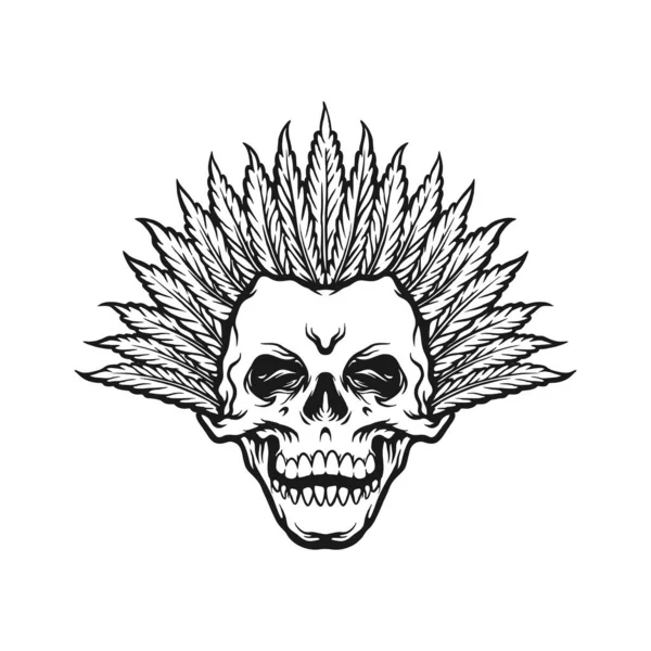 Hair Weed Skull Silhouette Vector Illustrationen Für Ihre Arbeit Logo — Stockvektor