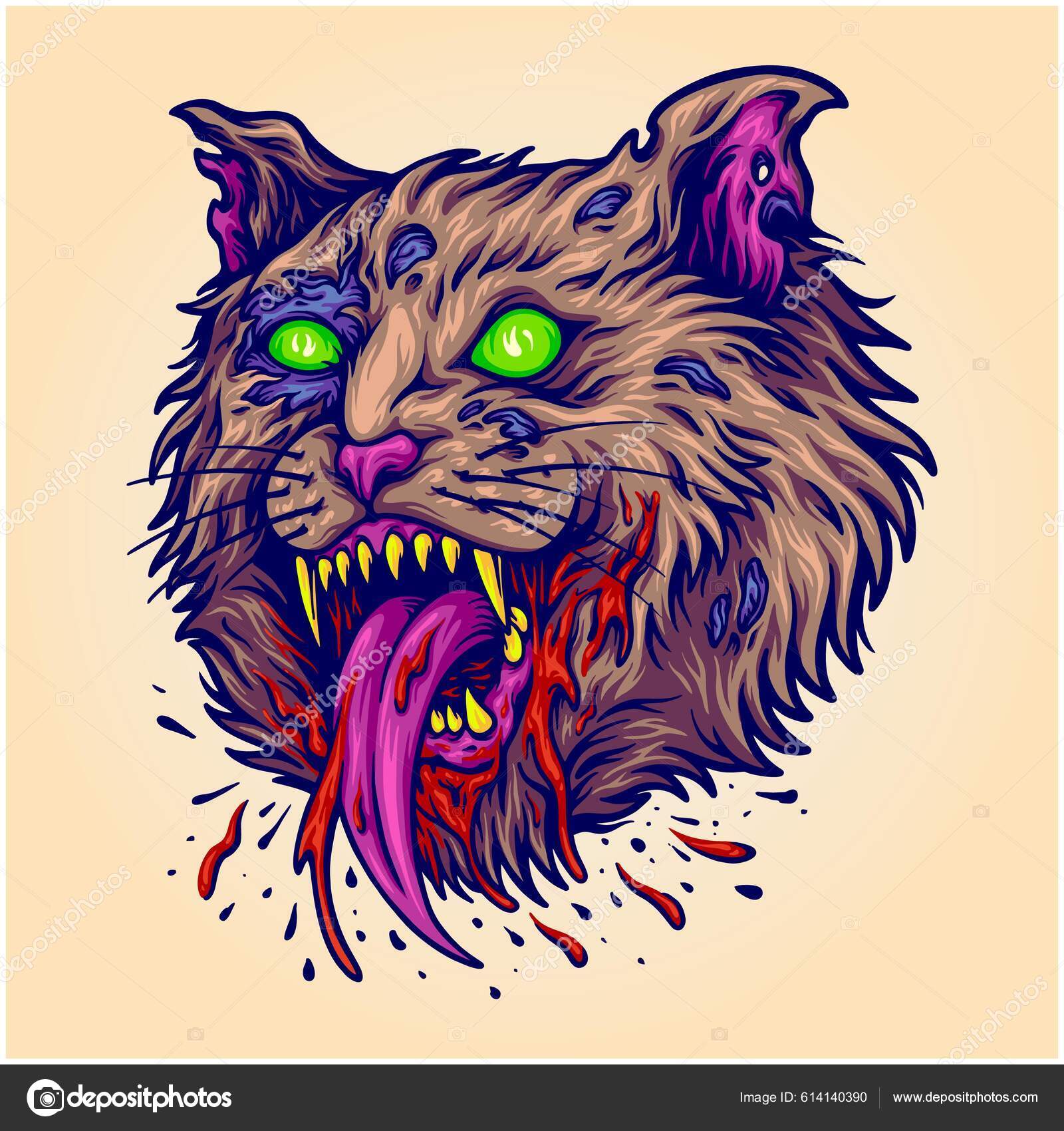 Ilustração Do Vetor Assustador Halloween Desenhos Do Gato-do-mato