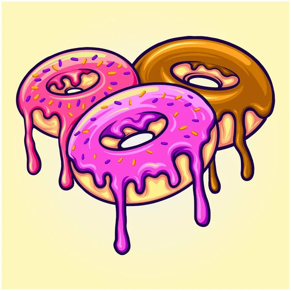 Heerlijke Schattige Ring Donut Illustratie Vector Illustraties Voor Werk Logo — Stockvector