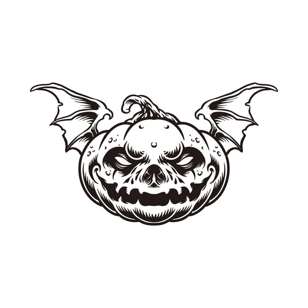 Хэллоуин Персонаж Тыквенная Голова Крылом Летучей Мыши Векторные Иллюстрации Вашей — стоковый вектор