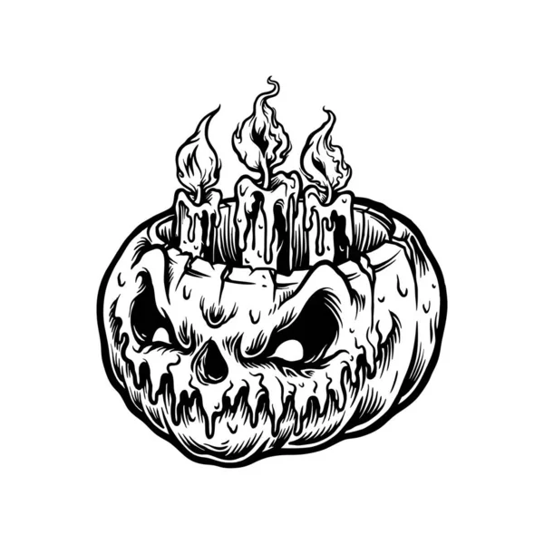 Halloween Abóboras Vela Luz Vetor Ilustrações Para Seu Trabalho Logo — Vetor de Stock