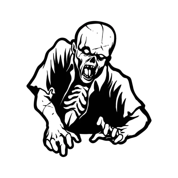 Halloween Scary Zombie Character Silhouette Illustrazioni Vettoriali Tuo Lavoro Logo — Vettoriale Stock