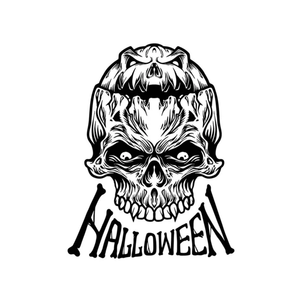 Halloween Czaszka Pojedyncze Ilustracje Wektorowe Ilustracje Wektorowe Twojej Pracy Logo — Wektor stockowy