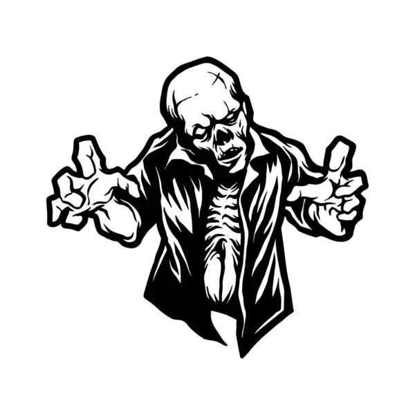 Halloween Zombie Grabbing Silhouet Vector Illustraties Voor Werk Logo Mascotte — Stockvector