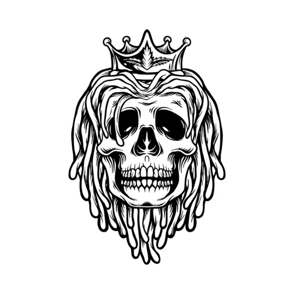 Dreadlocks Skull Crown Silhouette Vector Illustrations Your Work Logo Pet — Vector de stock