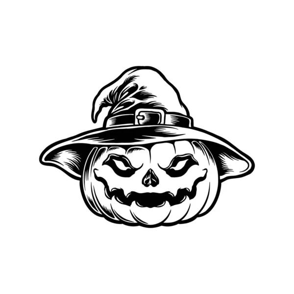 Happy Halloween Witchy Krzyk Sylwetka Wektor Ilustracje Pracy Logo Maskotka — Wektor stockowy
