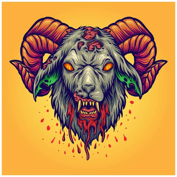 Creepy Devil Goat Horn Illustration Vector Illustrations Your Work Logo — Archivo Imágenes Vectoriales