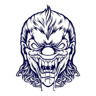 Joker Palyaço Kan Silueti Vektör illüstrasyonları iş logonuz, maskot tişörtü, çıkartmalar ve etiket tasarımları, poster, tebrik kartları reklam şirketi veya markalar için.