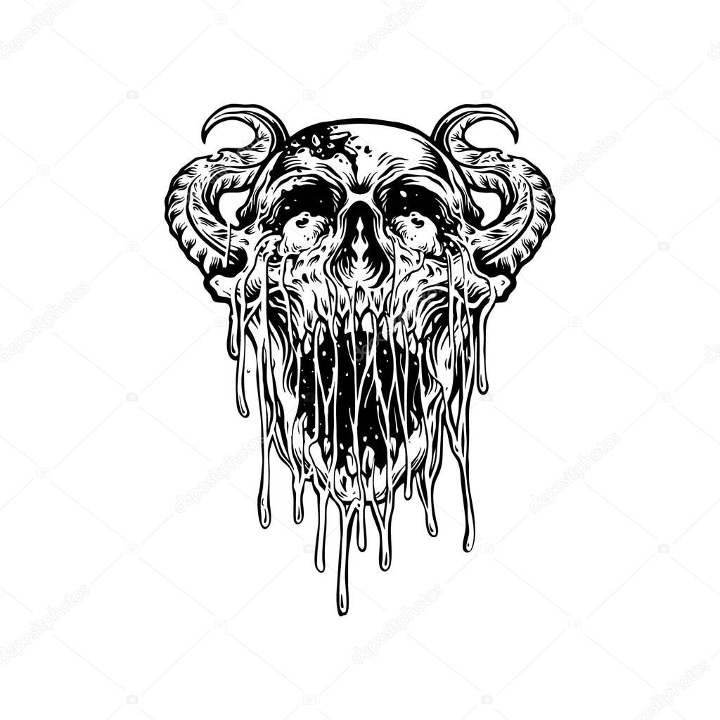 Horn Devil Zombie Skull Blood Silhouette Vector illustrations for your work Logo, mascot merchandise t-shirt, stickers and Label designs, poster, greeting cards advertising business company or brands.