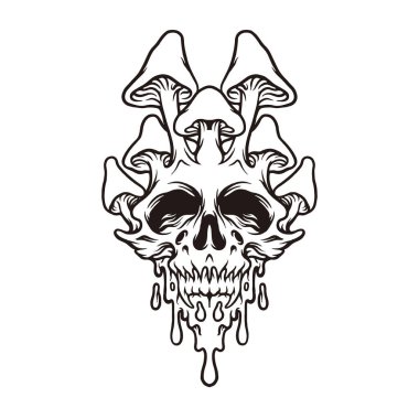 İş logonuz için mantar baş kafatası silueti vektör çizimleri, ticari tişörtler, çıkartmalar ve etiket tasarımları, poster, tebrik kartları reklam şirketi veya markalar