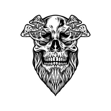 İş logonuz için Power Human Magic Mantarları Siyah ve Beyaz vektör çizimleri, ticari tişörtler, çıkartmalar ve etiket tasarımları, poster, tebrik kartları reklam şirketleri veya markalar