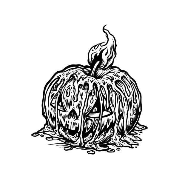 Monochromatyczne Calabaza Scary Pumpkins Świece Ilustracje Wektorowe Logo Pracy Koszulka — Wektor stockowy