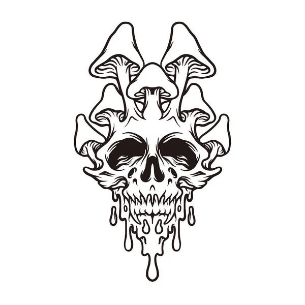 Mushrooms Head Skull Silhouette Vector Ilustraciones Para Logotipo Trabajo Camiseta — Archivo Imágenes Vectoriales