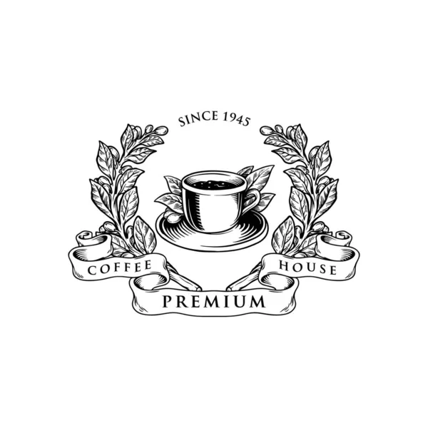 Planta Frame Café Logo Silhouette Vetor Ilustrações Para Seu Logotipo —  Vetores de Stock